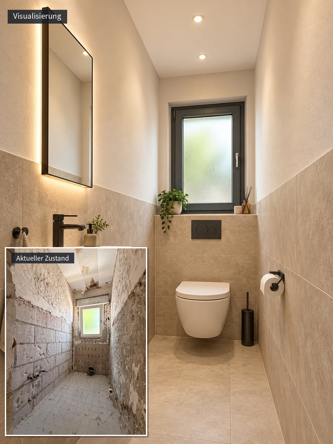 Gäste-WC, Visualisierung und aktueller Zustand